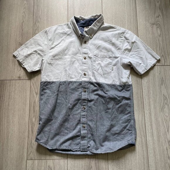 Vans Button-Up Shirt Men's Gray Medium Front Chest Pocket Short Sleeves Collared - Picture 1 of 5